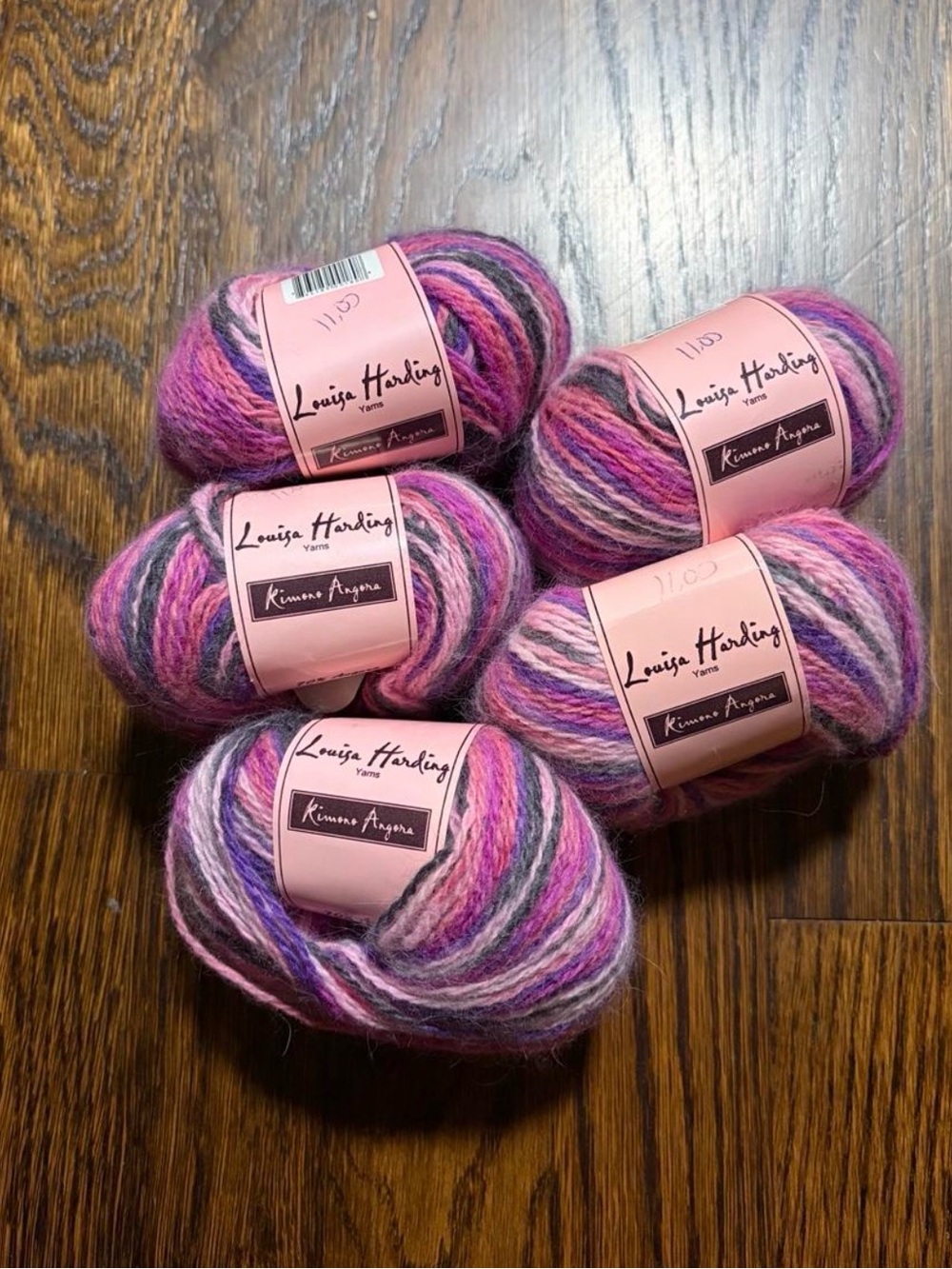 5 Cakes Louise Harding Kimono Angora DK Weight Yarn 625 Total Yards Pink-Purple